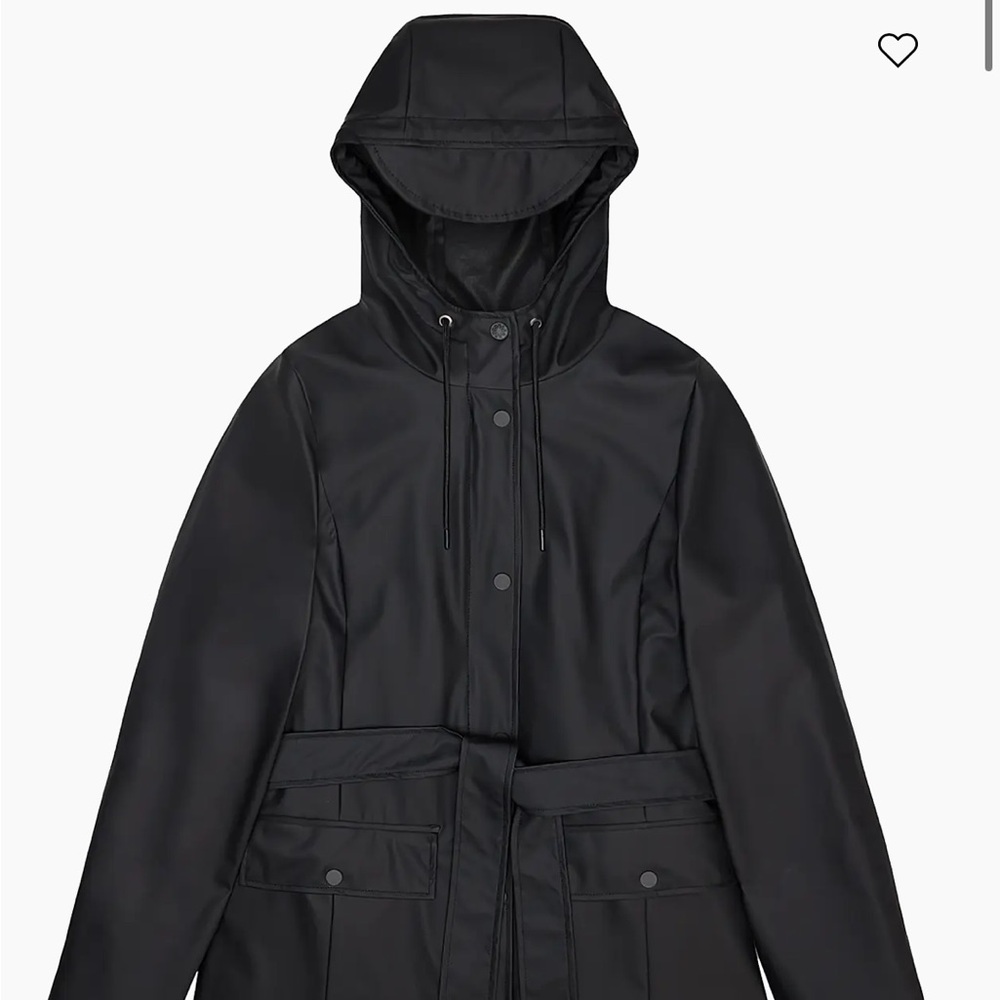 NWT rains Women's Black Hooded Jacket